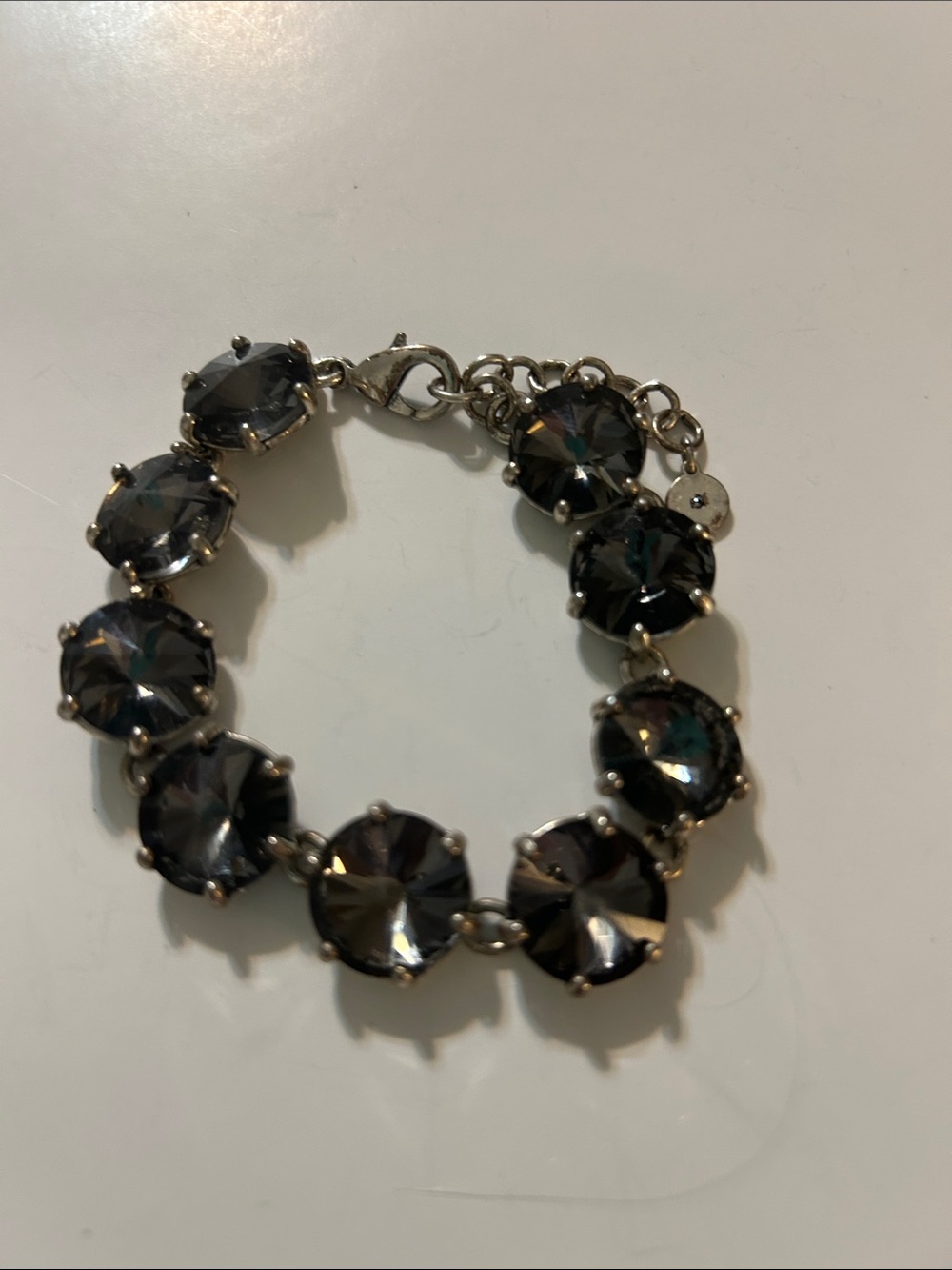 Stella & Dot Smoky Gray Crystal Link Bracelet